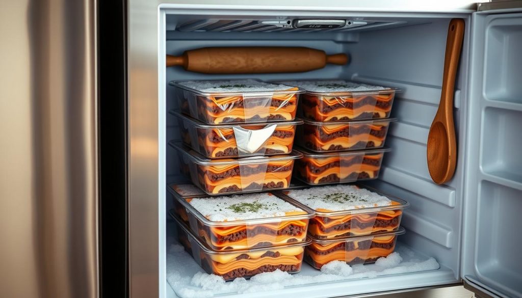 Freezing lasagna for long-term storage