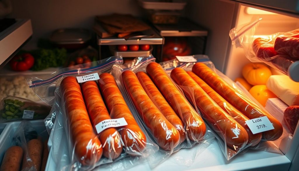 Freezing sausage for long-term storage