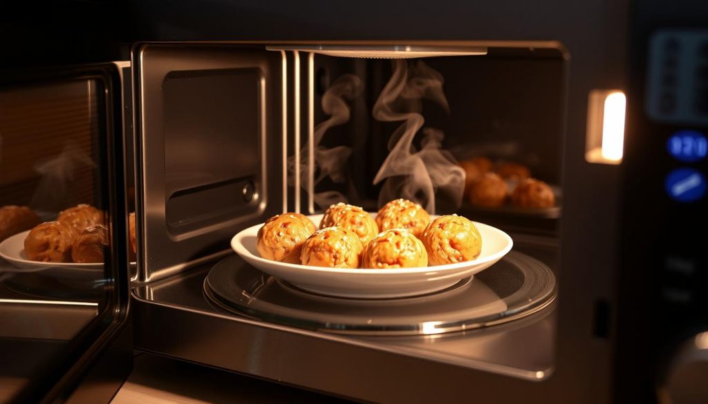 Microwave reheating meatballs