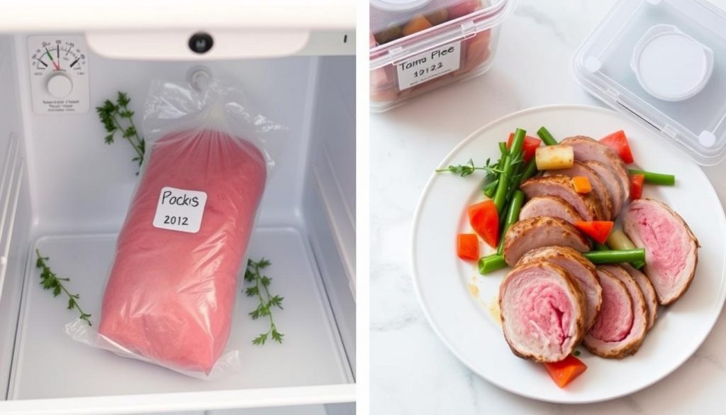 Raw and cooked pork storage