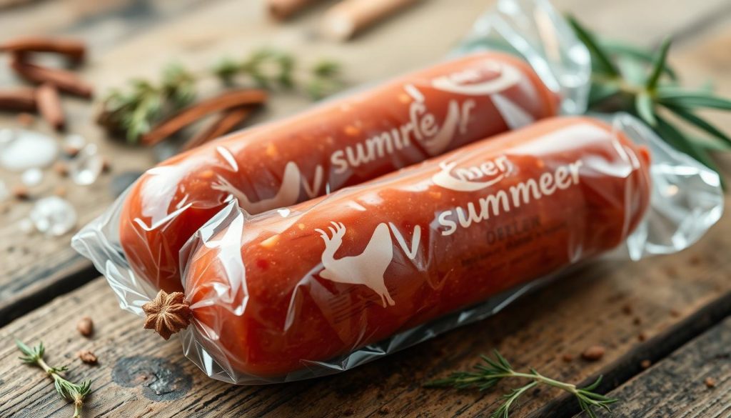 Vacuum-sealed deer sausage