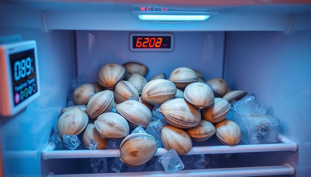 Clam refrigeration temperature