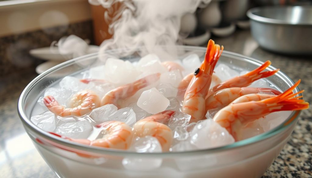 Defrosting shrimp