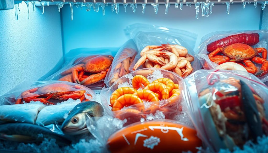 Freezing seafood for long-term storage