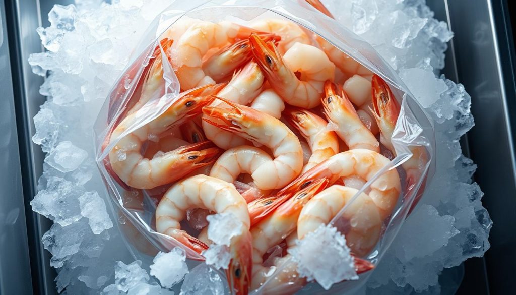 Frozen shrimp for long-term storage