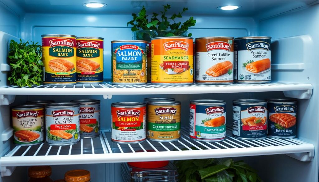 Refrigerated canned salmon storage