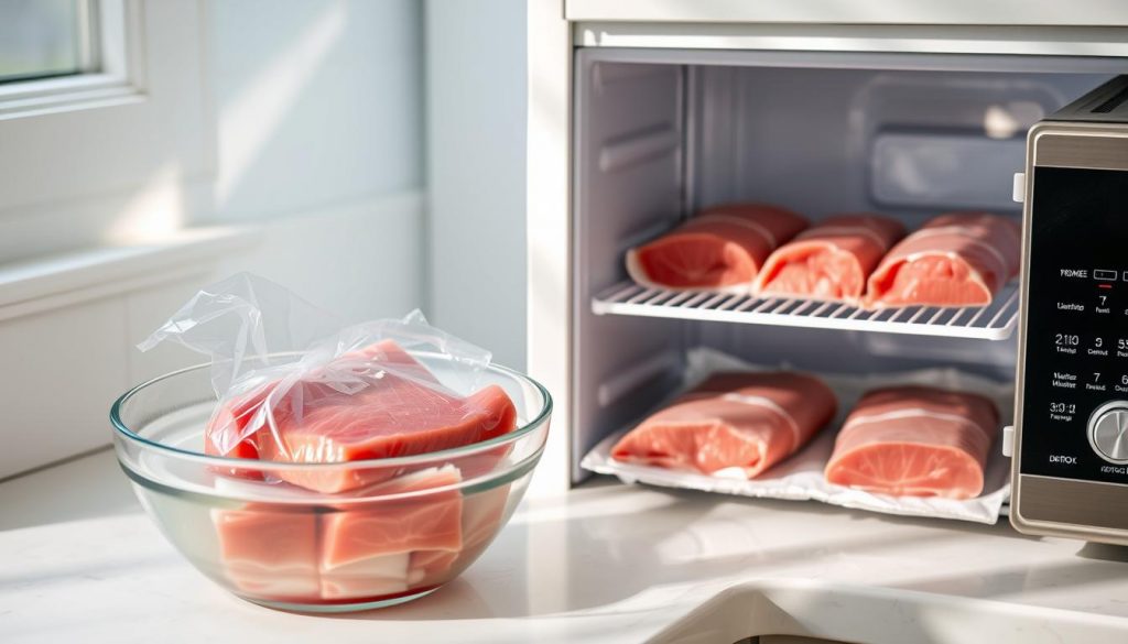 Safe thawing methods for frozen tuna