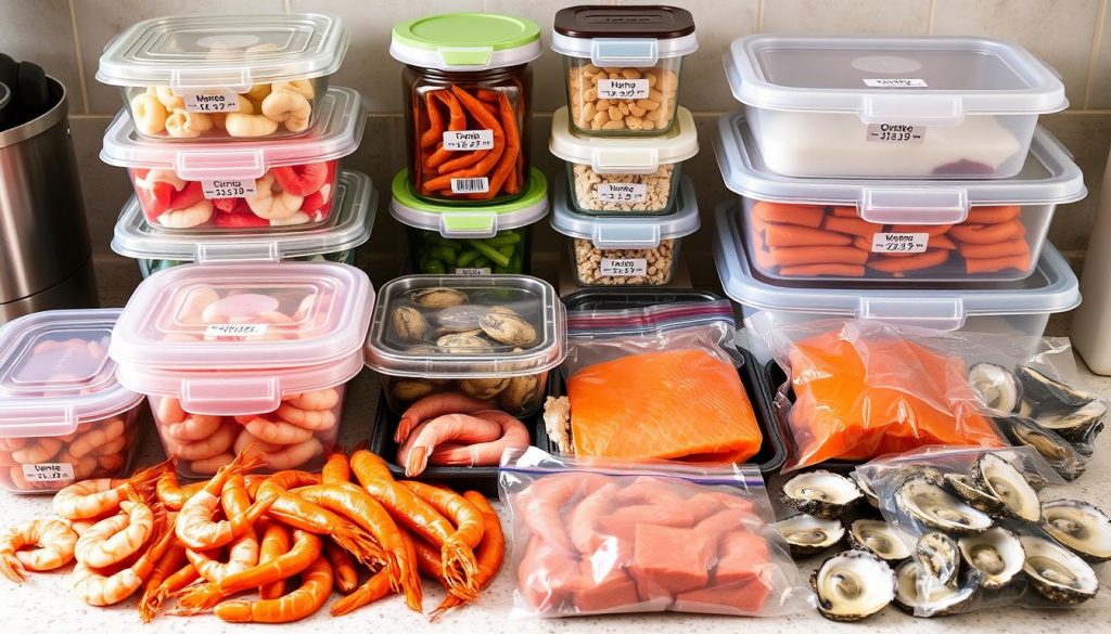 Seafood storage containers