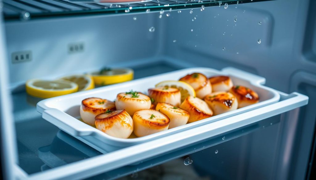 how long does cooked scallops last in the fridge